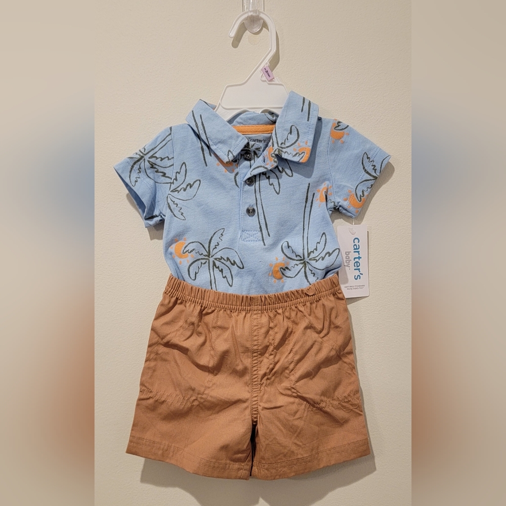 Carter's Baby Tropical Shirt and Shorts 2-Piece Set NWT Size 9 months Boys
